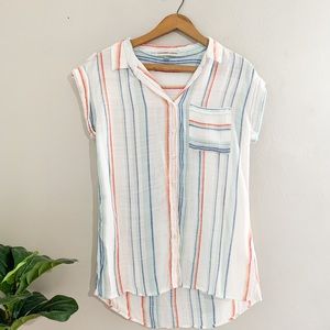 Alexander Jordan Striped Button Up Short Sleeve Top Sz S